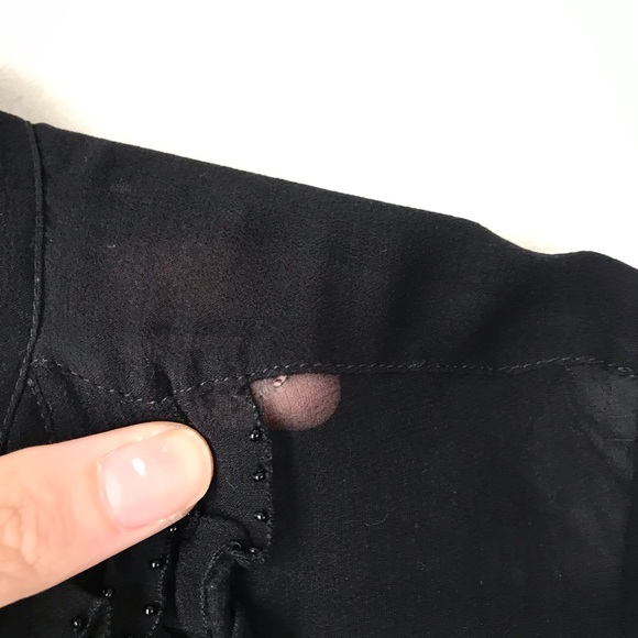 CHLOÉ black sheer button up beaded blouse S - Picture 4 of 8